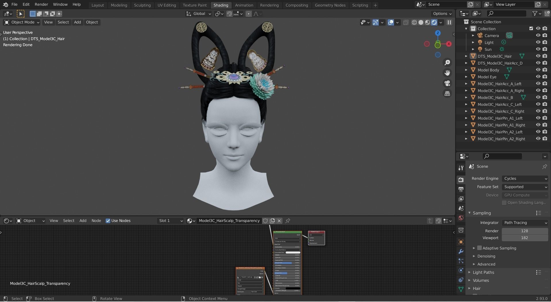 DTS - Model 3C Hair Low-poly 3D model_7