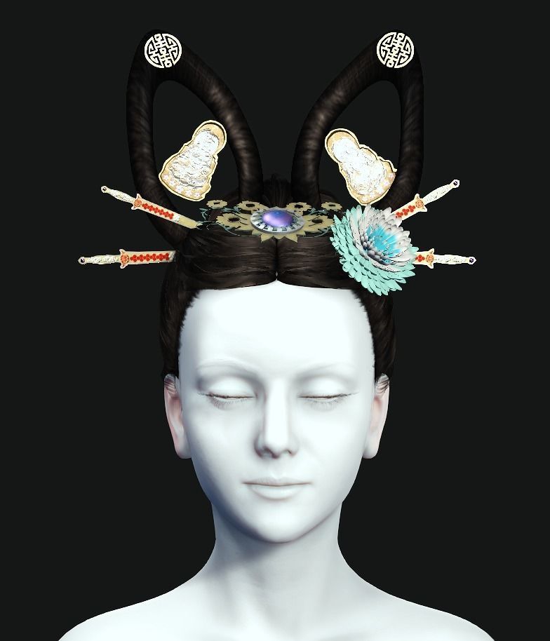 DTS - Model 3C Hair Low-poly 3D model_1