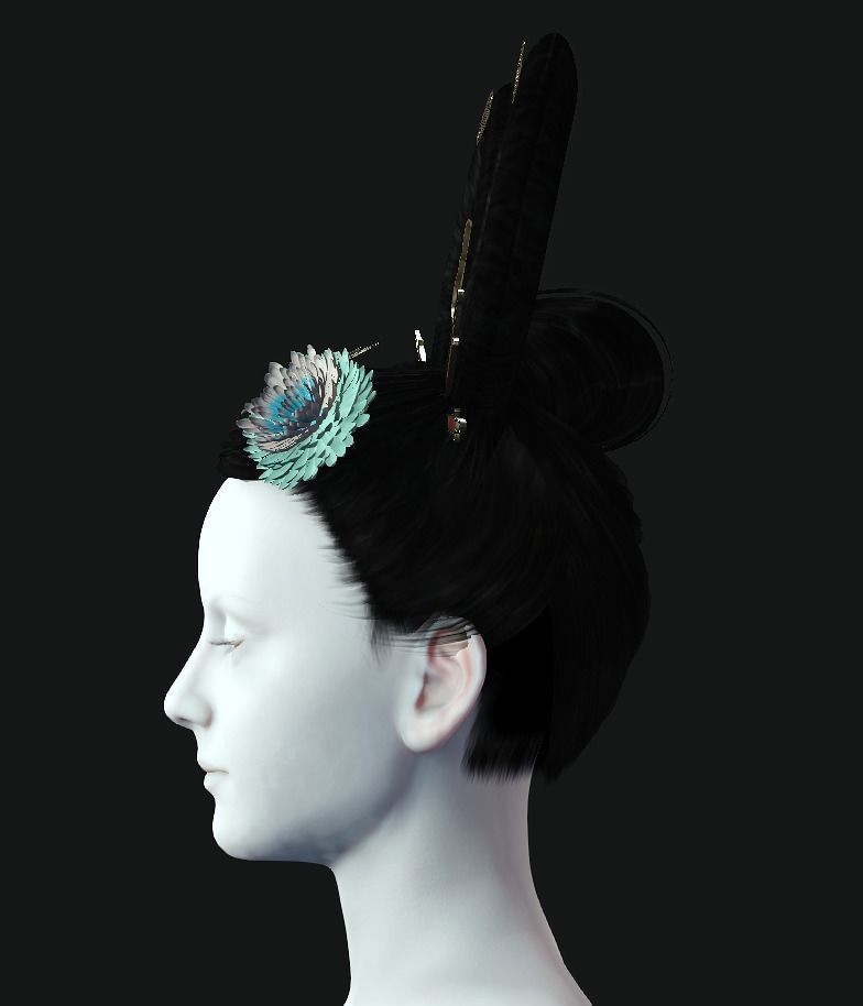 DTS - Model 3C Hair Low-poly 3D model_5