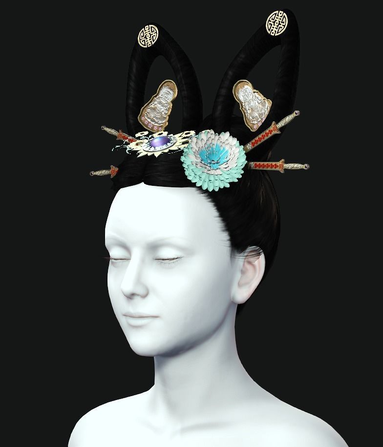 DTS - Model 3C Hair Low-poly 3D model_2