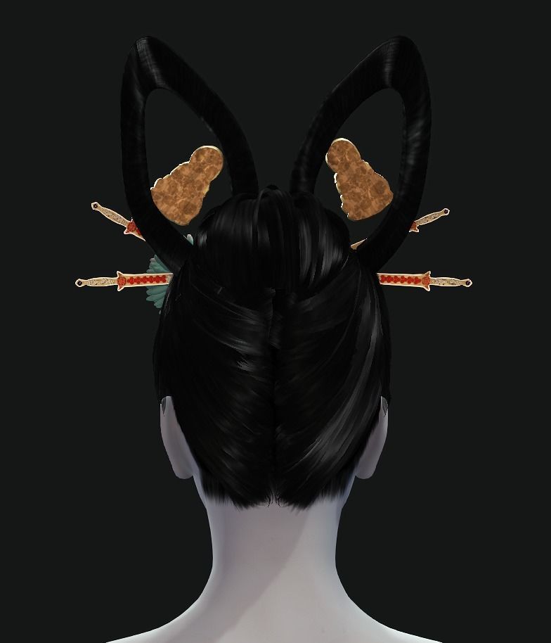 DTS - Model 3C Hair Low-poly 3D model_4