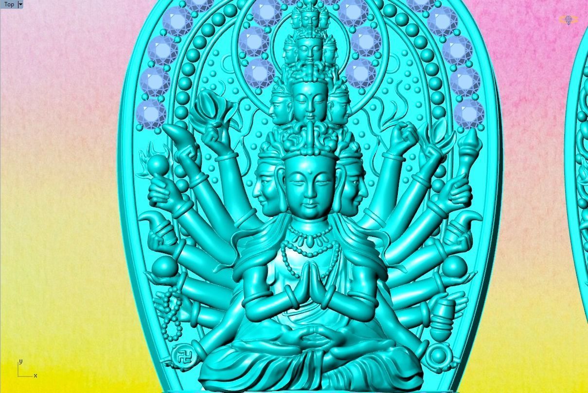  Guan Yin thousand eyes  hands - Avalokistesvara Buddha  pendant 3D print model_5