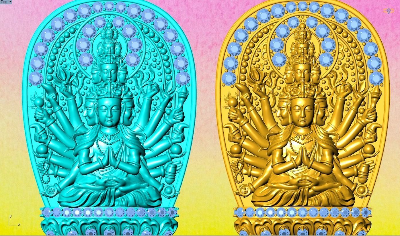  Guan Yin thousand eyes  hands - Avalokistesvara Buddha  pendant 3D print model_10