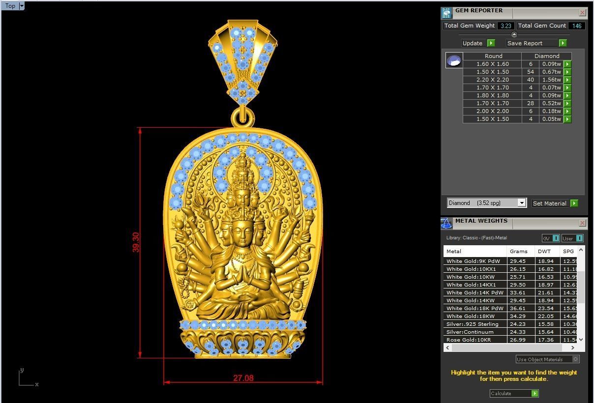  Guan Yin thousand eyes  hands - Avalokistesvara Buddha  pendant 3D print model_7
