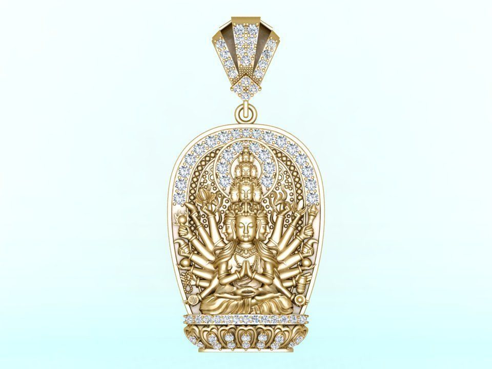  Guan Yin thousand eyes  hands - Avalokistesvara Buddha  pendant 3D print model_11