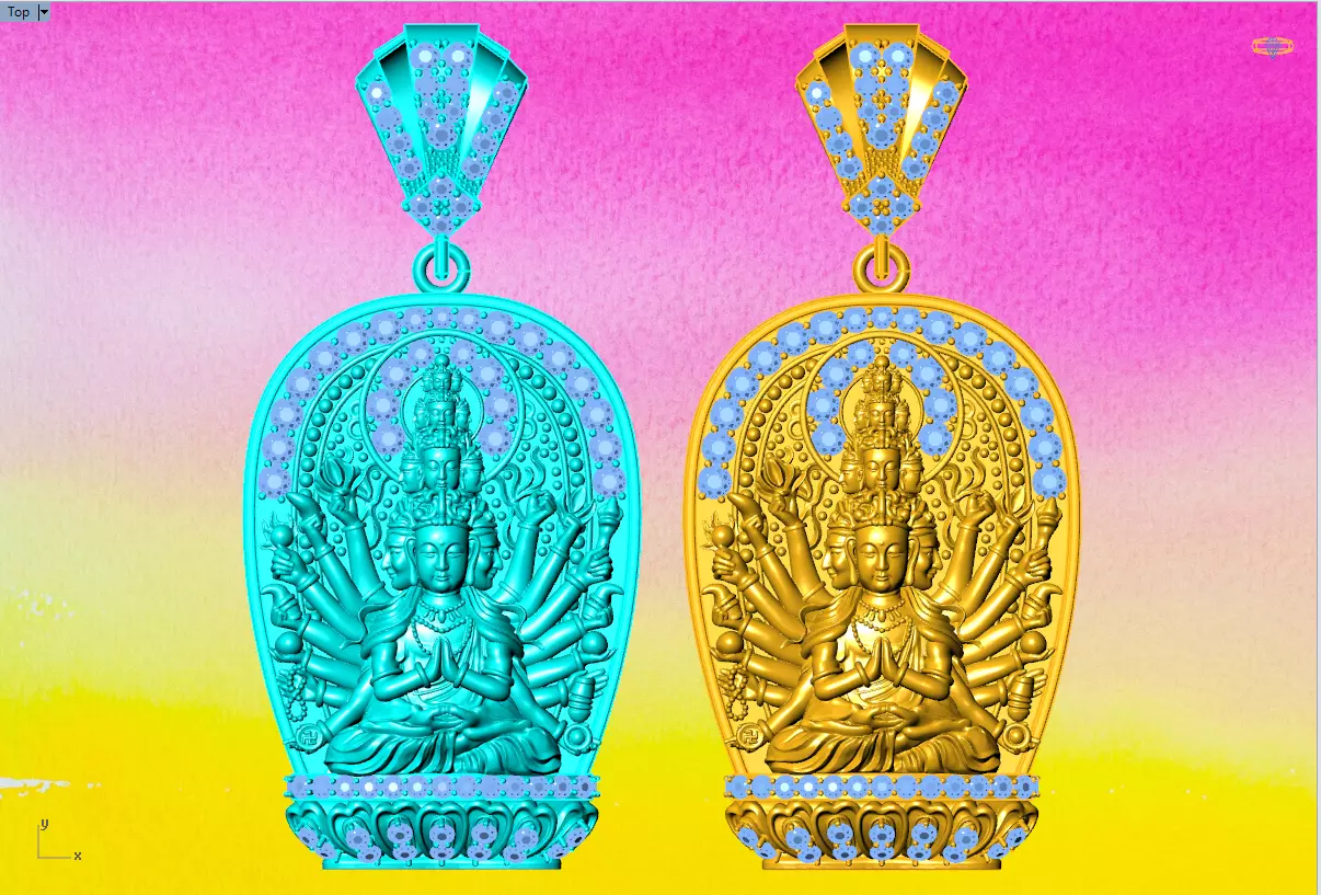  Guan Yin thousand eyes  hands - Avalokistesvara Buddha  pendant 3D print model_0