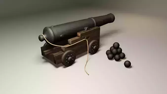 Pirate vessel cannon Low-poly 3D model