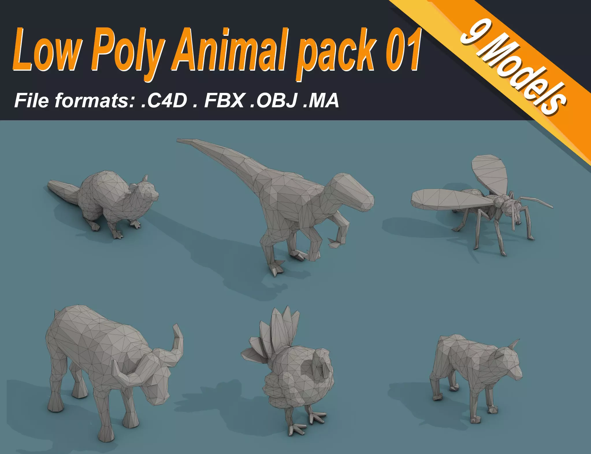 Low Poly Animal Pack 01 Isometric Icon Low-poly 3D model_0
