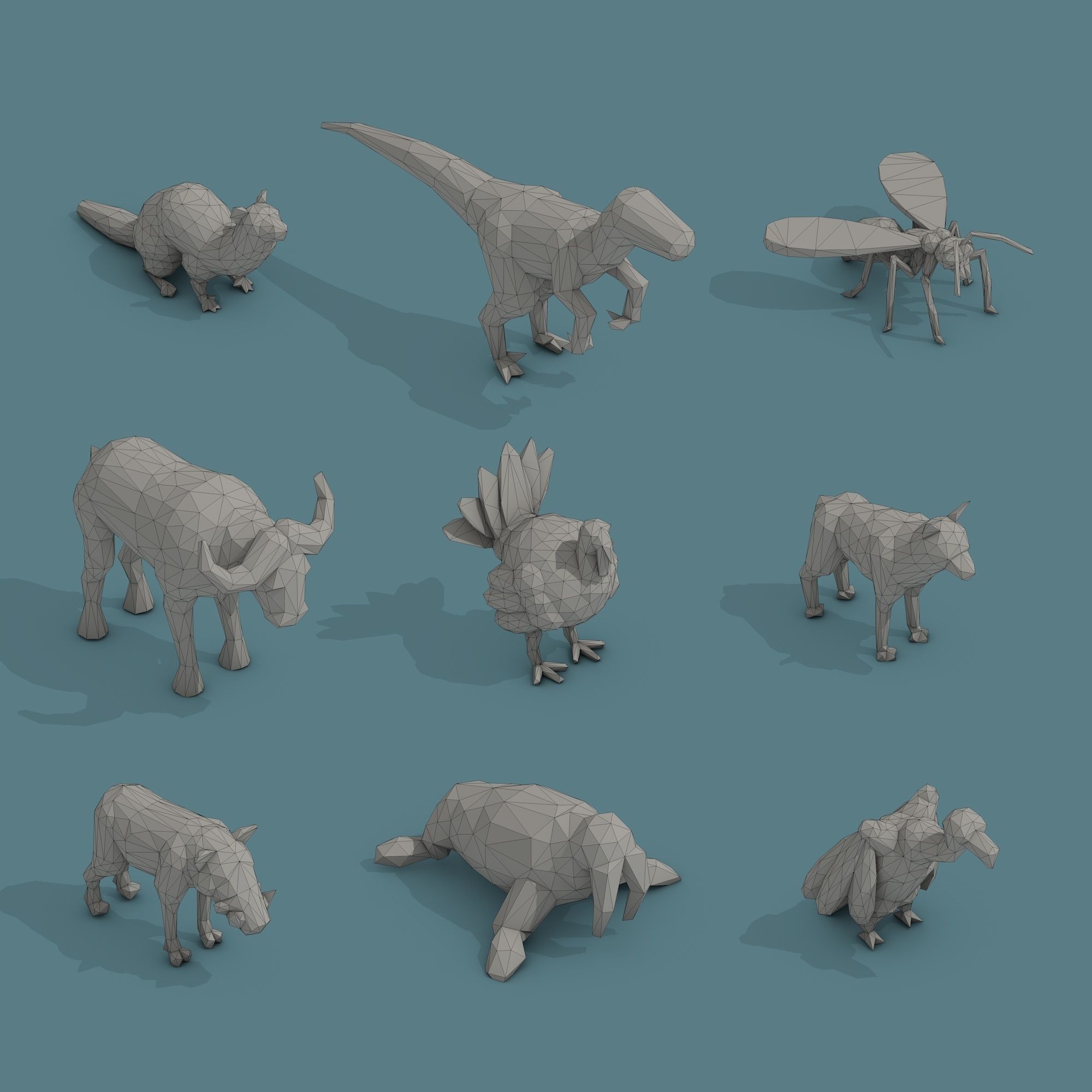 Low Poly Animal Pack 01 Isometric Icon Low-poly 3D model_1