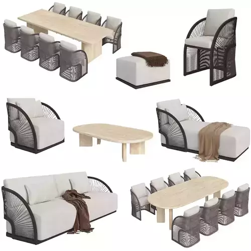 Restoration Hardware Pavona Sofa and Trento Travertine Table