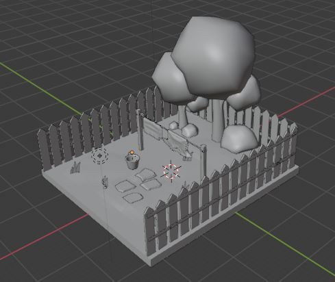 A Cartoon Clothesline and Environment 3D model_1