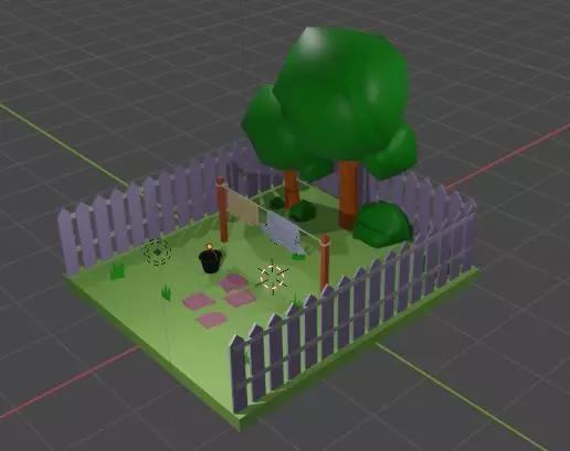 A Cartoon Clothesline and Environment 3D model_0