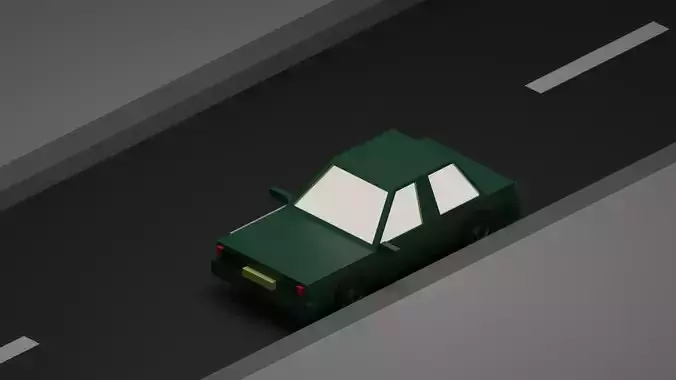 low poly Car driving on road
