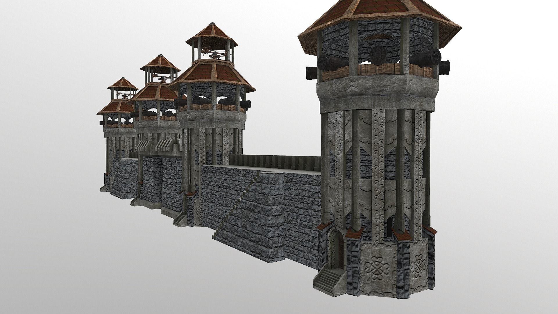 Castle Wall Level 20 3D model_5