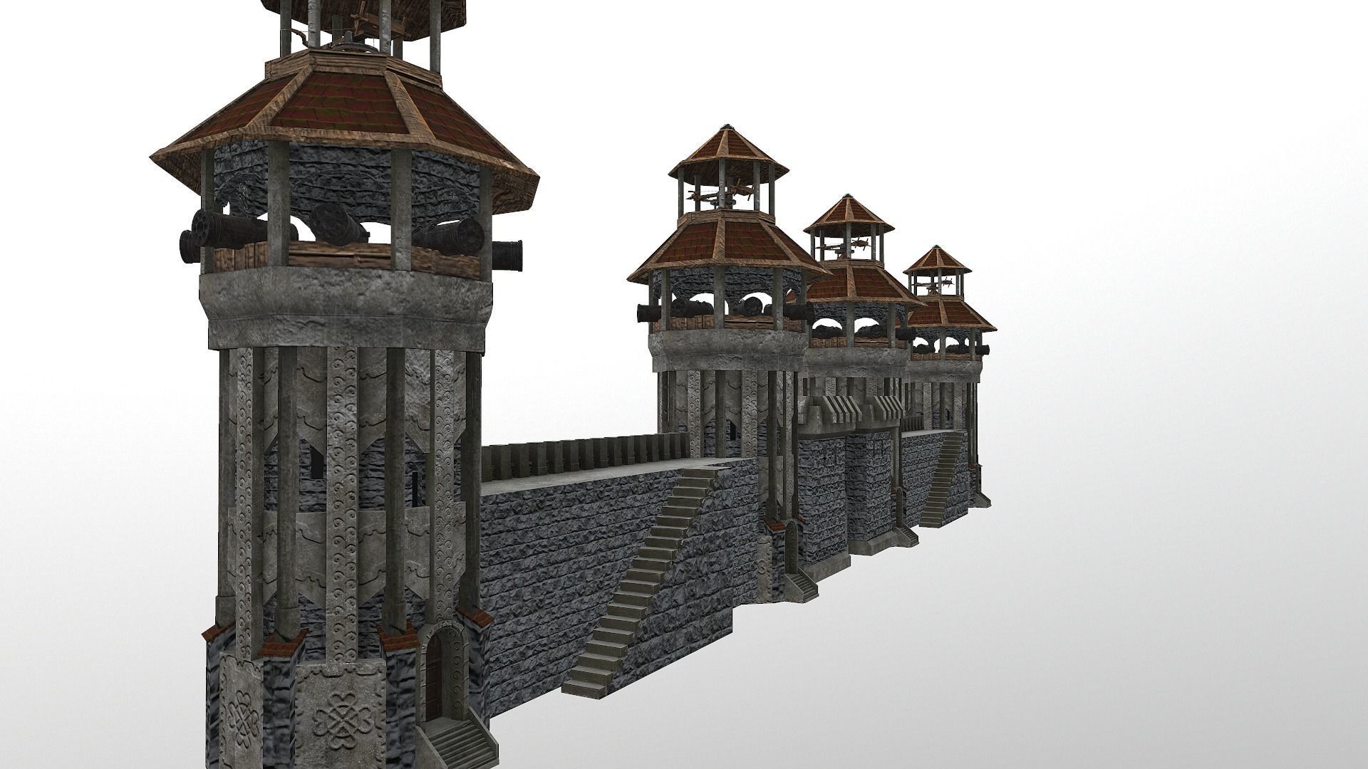 Castle Wall Level 20 3D model_7