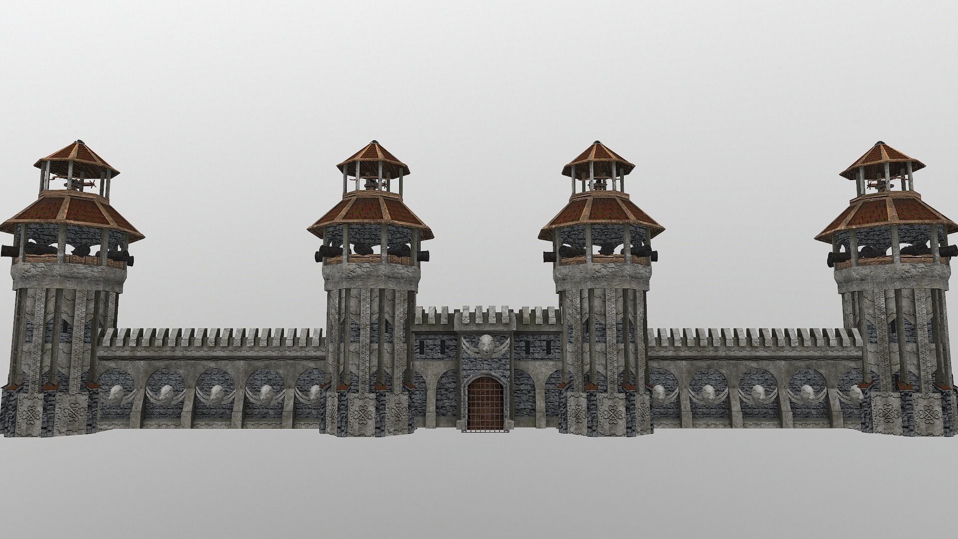 Castle Wall Level 20 3D model_3