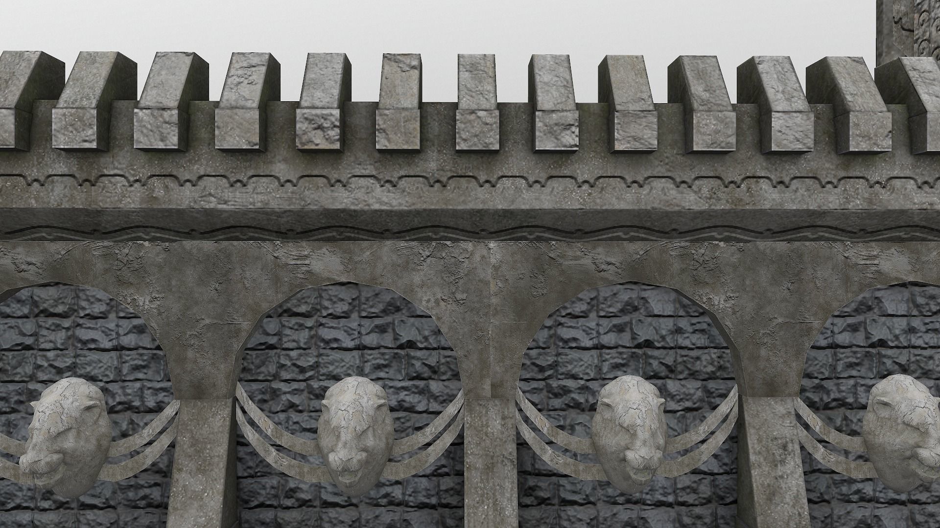 Castle Wall Level 20 3D model_12