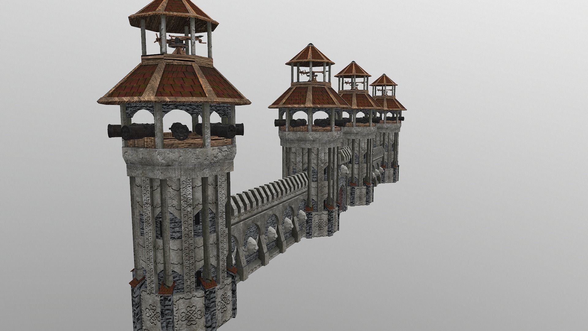 Castle Wall Level 20 3D model_4