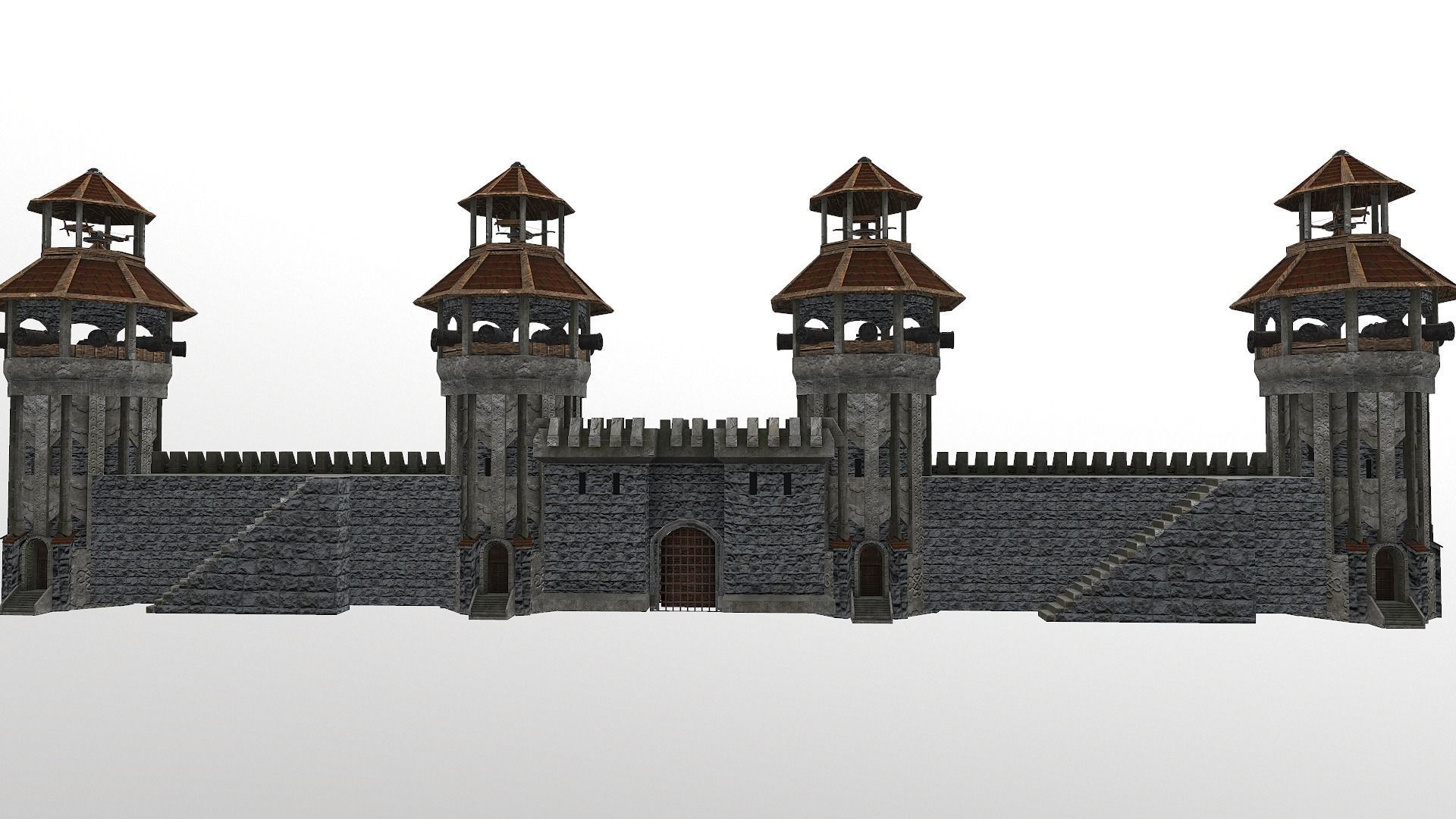 Castle Wall Level 20 3D model_6