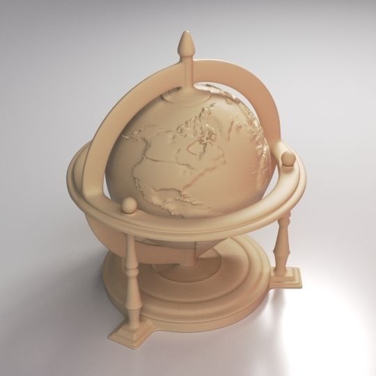 Engraved Globe Stl 3D print model_1