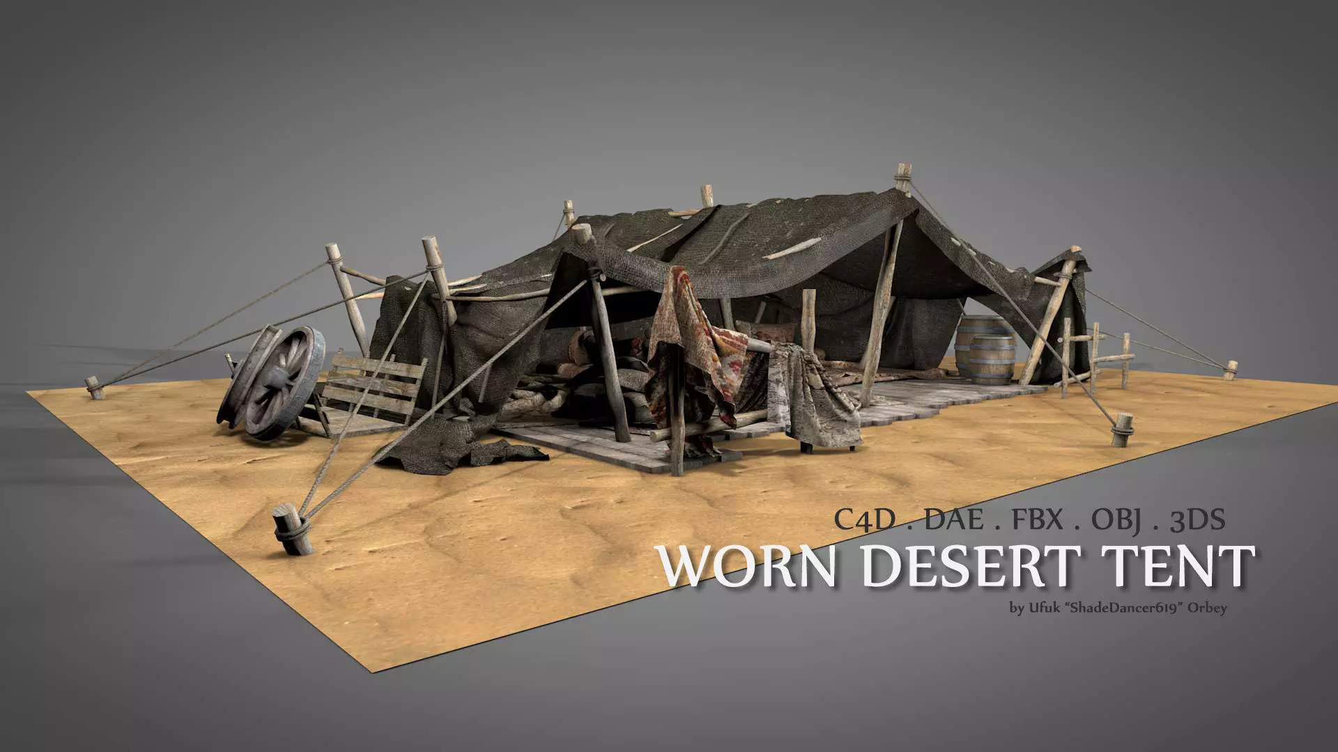 Worn Desert Tent 3D model_0