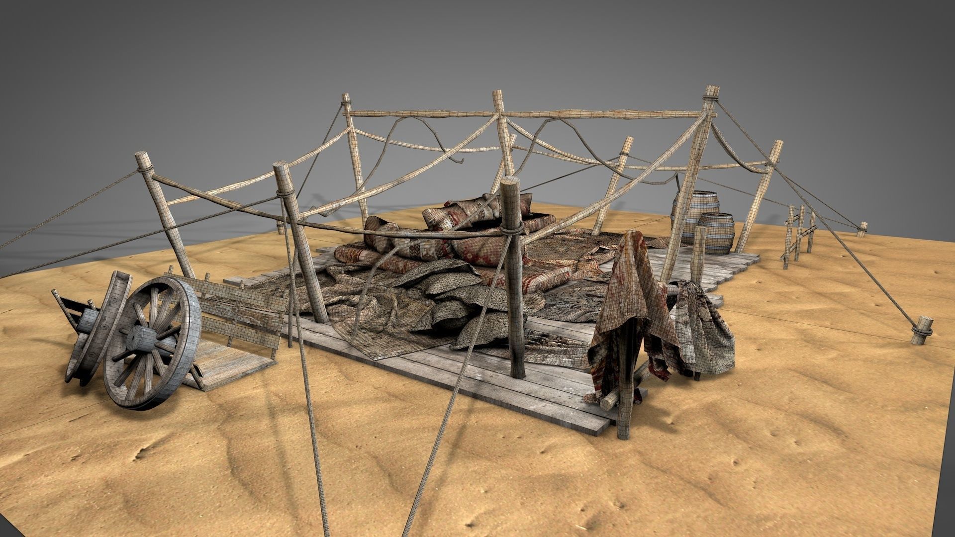 Worn Desert Tent 3D model_7