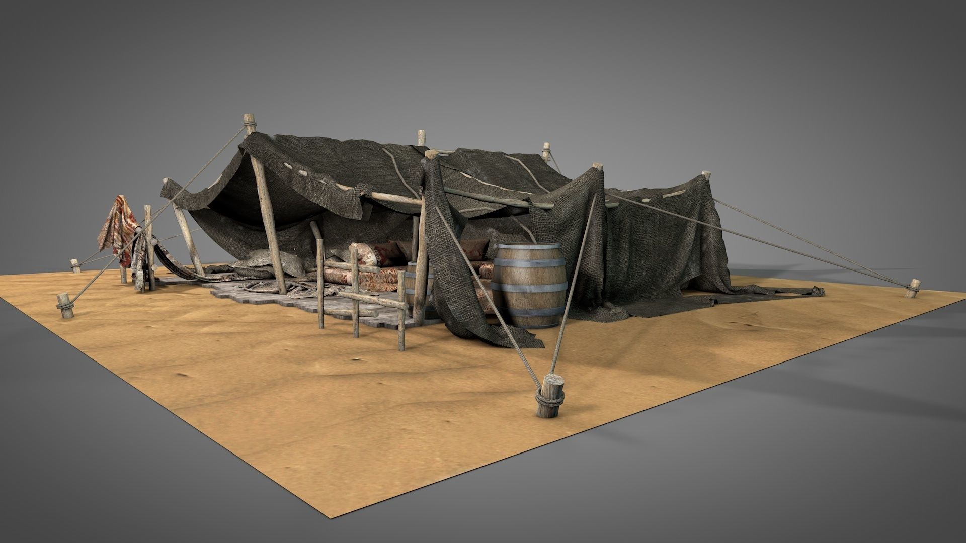 Worn Desert Tent 3D model_2