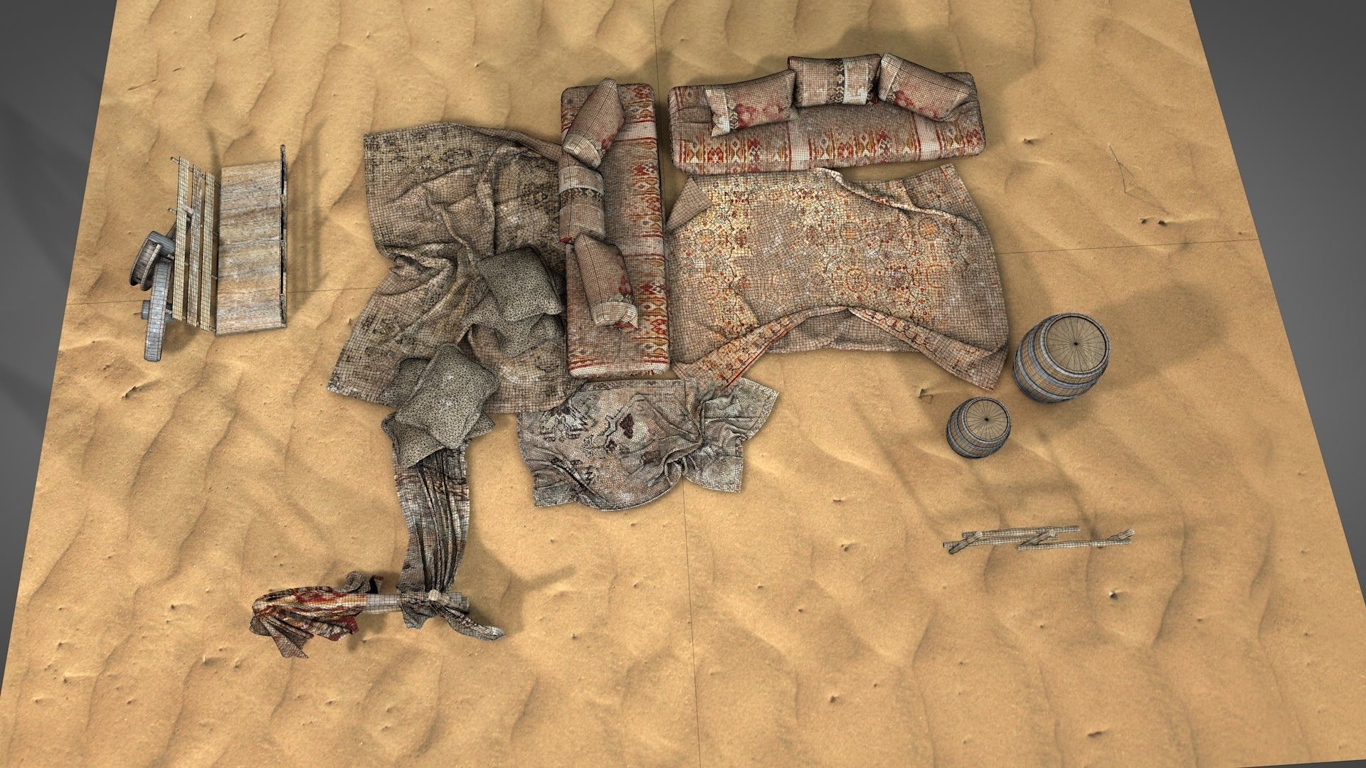 Worn Desert Tent 3D model_15