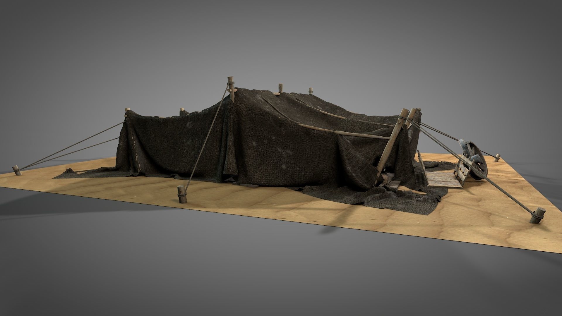 Worn Desert Tent 3D model_5