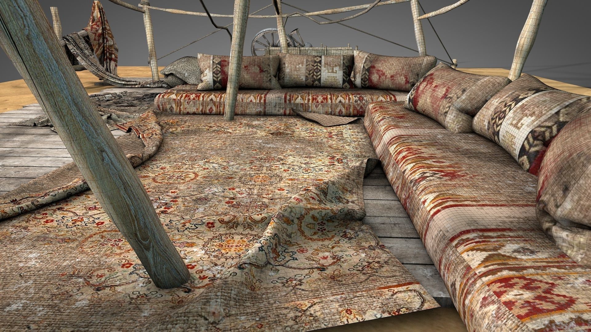 Worn Desert Tent 3D model_9