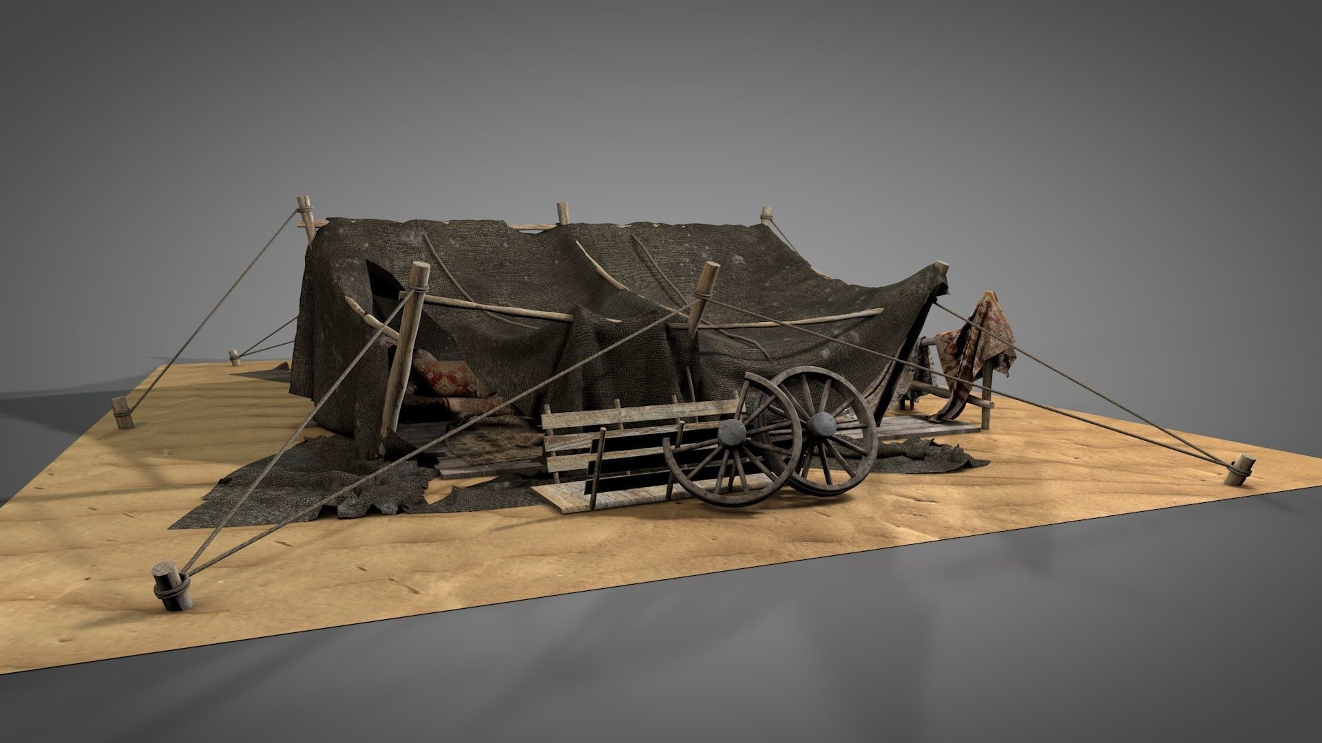 Worn Desert Tent 3D model_4