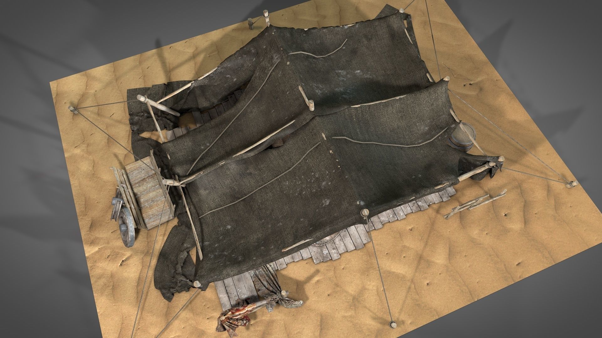 Worn Desert Tent 3D model_6