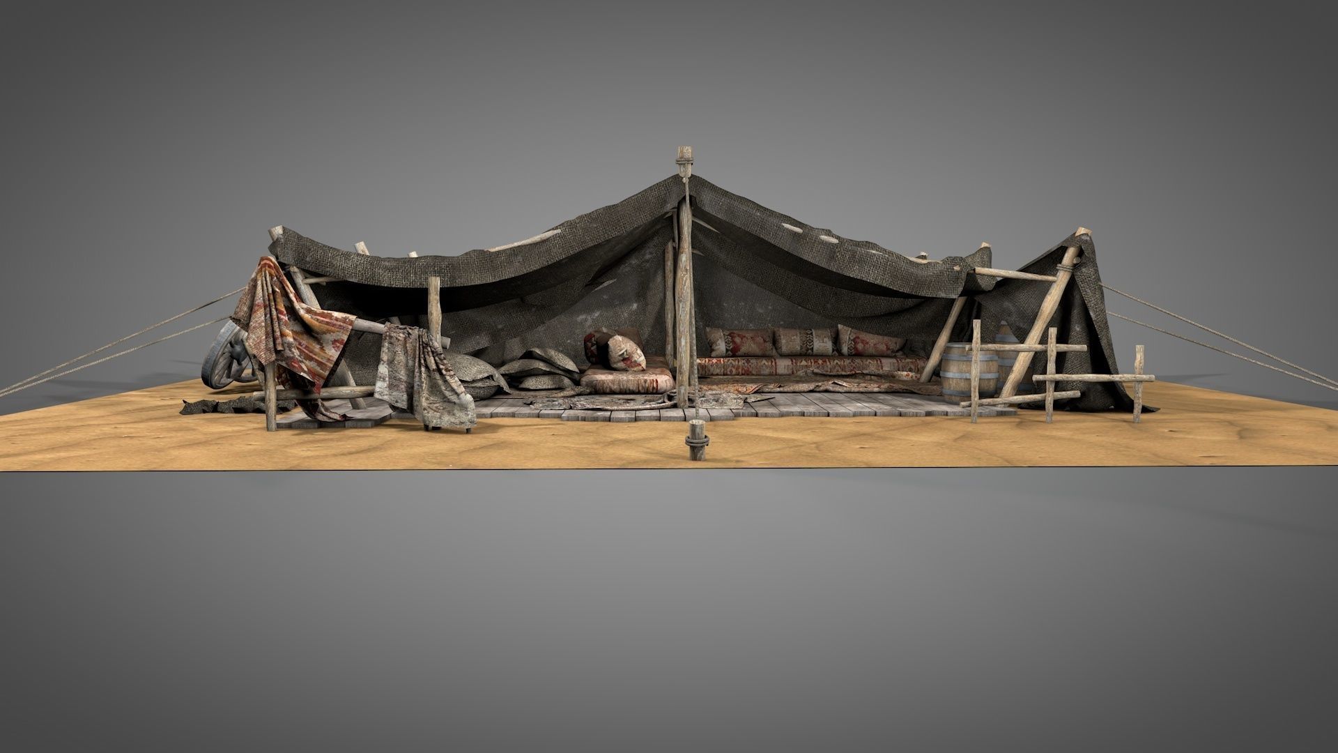Worn Desert Tent 3D model_3