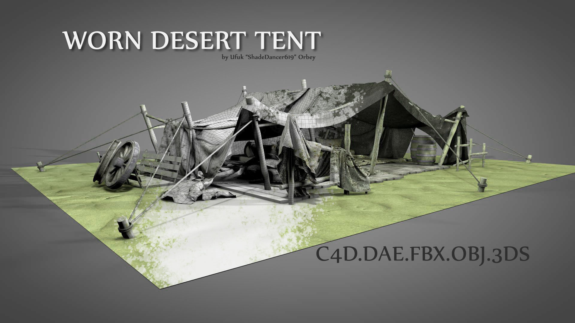 Worn Desert Tent 3D model_1