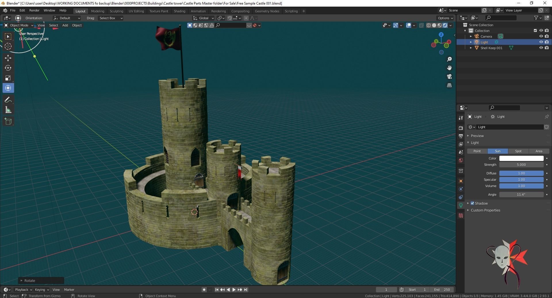 Castles and Ruined Castles Mega Kitbash Set 211 parts 3D model_5