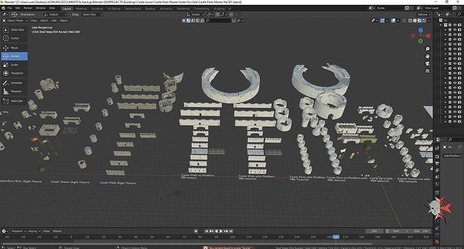 Castles and Ruined Castles Mega Kitbash Set 211 parts 3D model