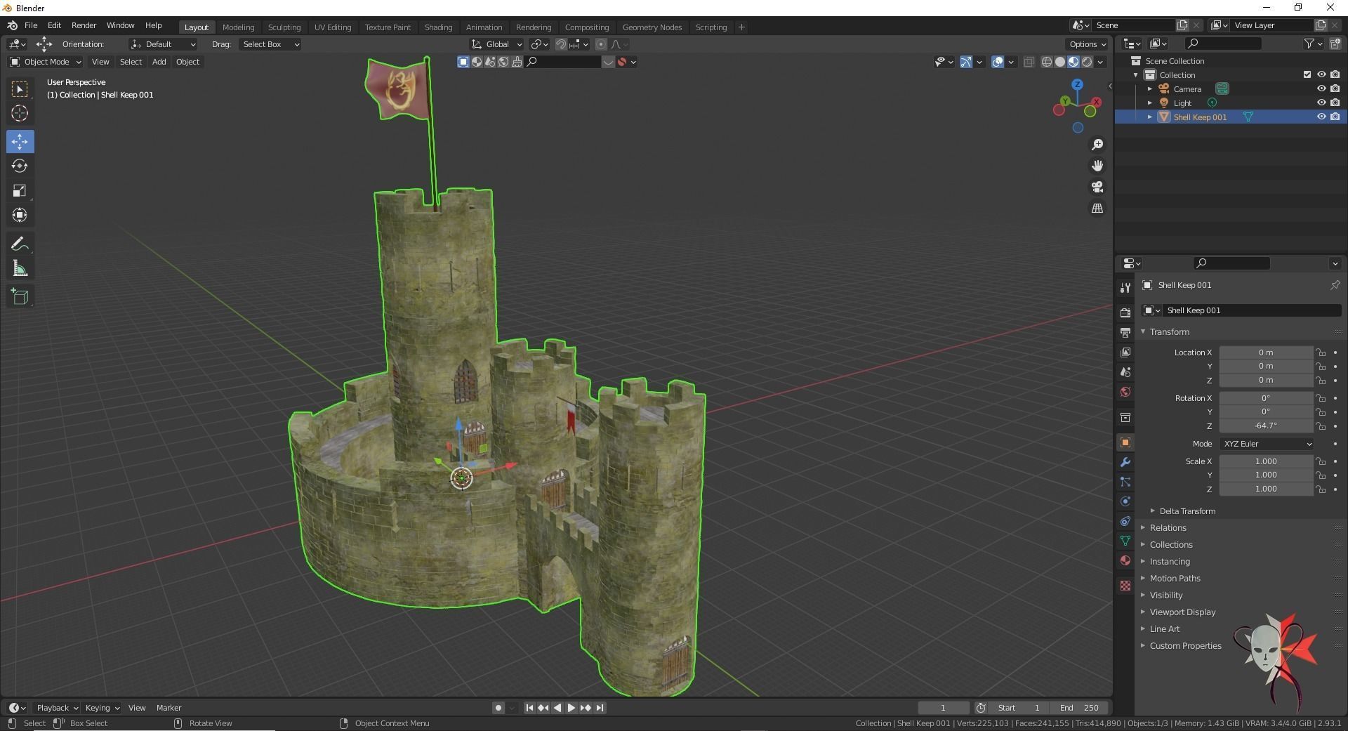 Castles and Ruined Castles Mega Kitbash Set 211 parts 3D model_4