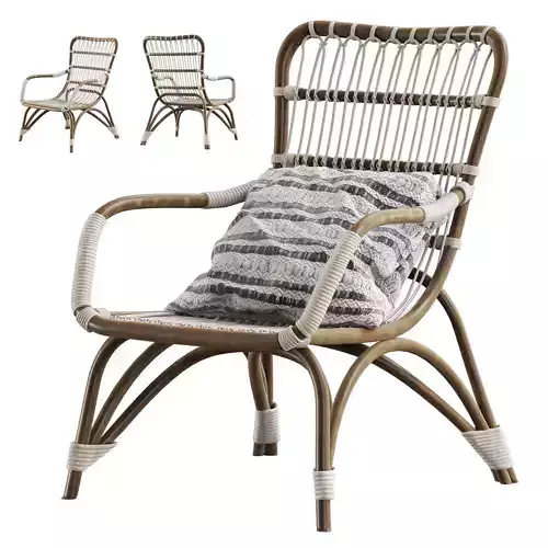 Moka natural rattan armchair 3D model