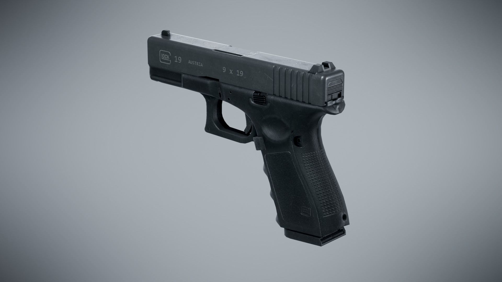 Glock 19 Classic - Game Ready Low-poly 3D model_10