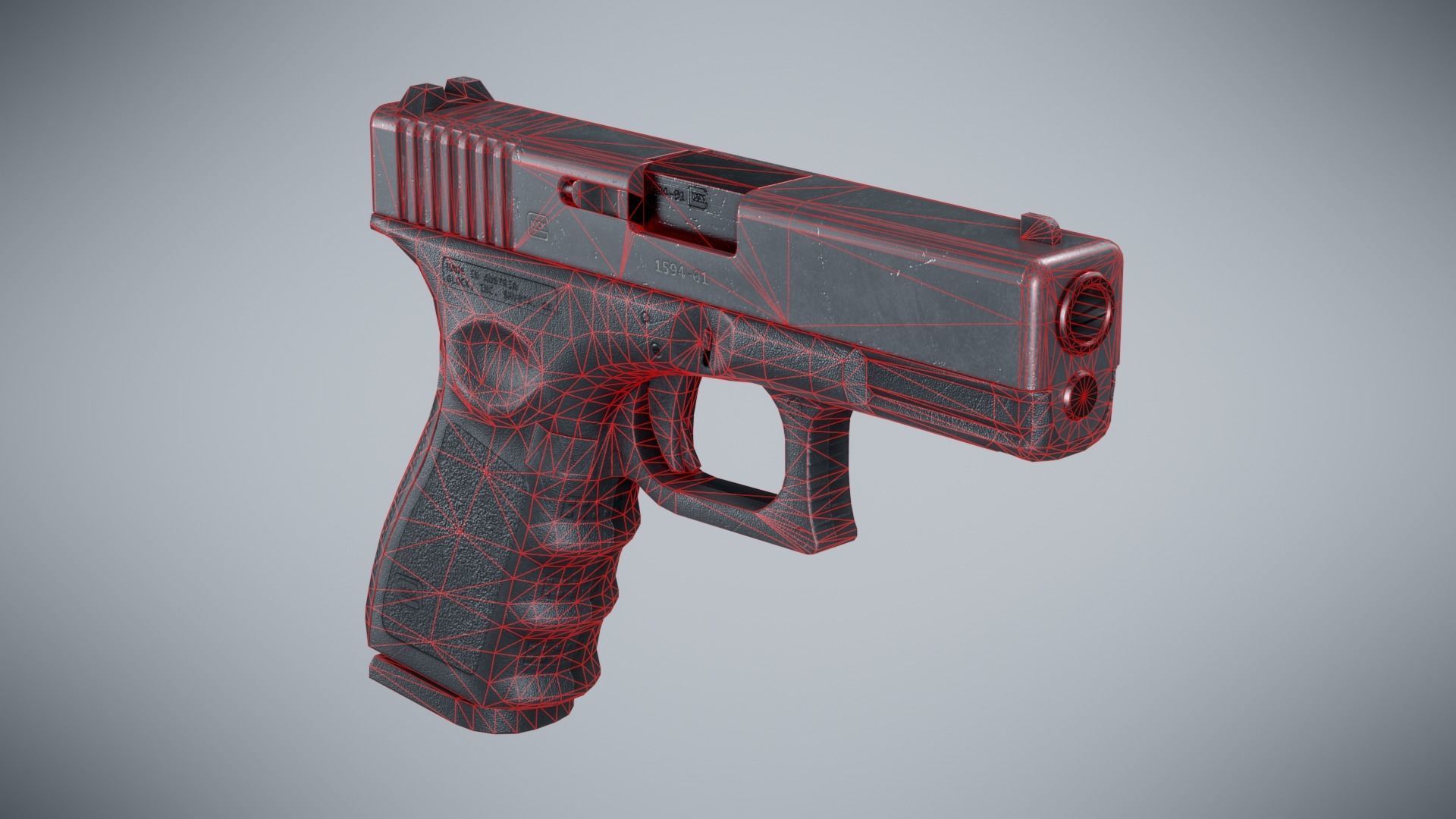 Glock 19 Classic - Game Ready Low-poly 3D model_3