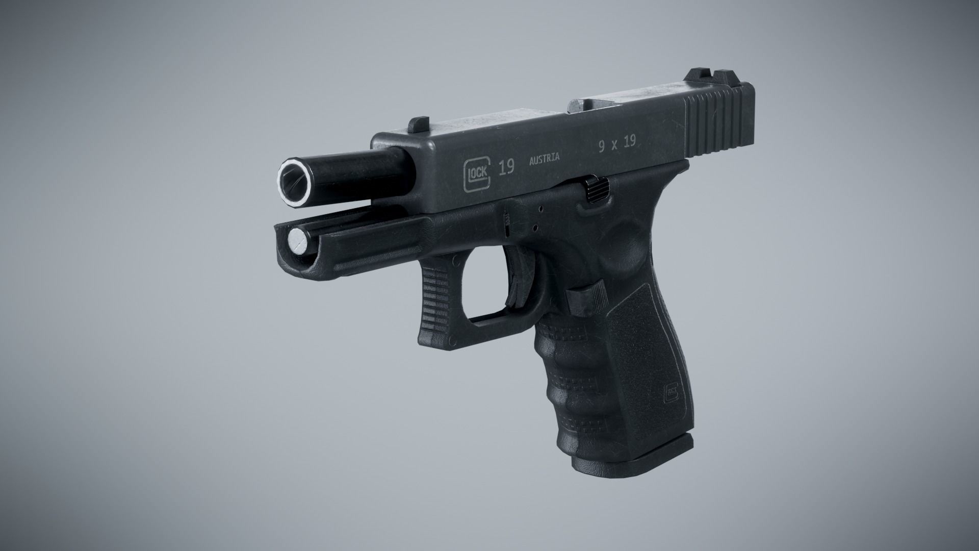Glock 19 Classic - Game Ready Low-poly 3D model_8