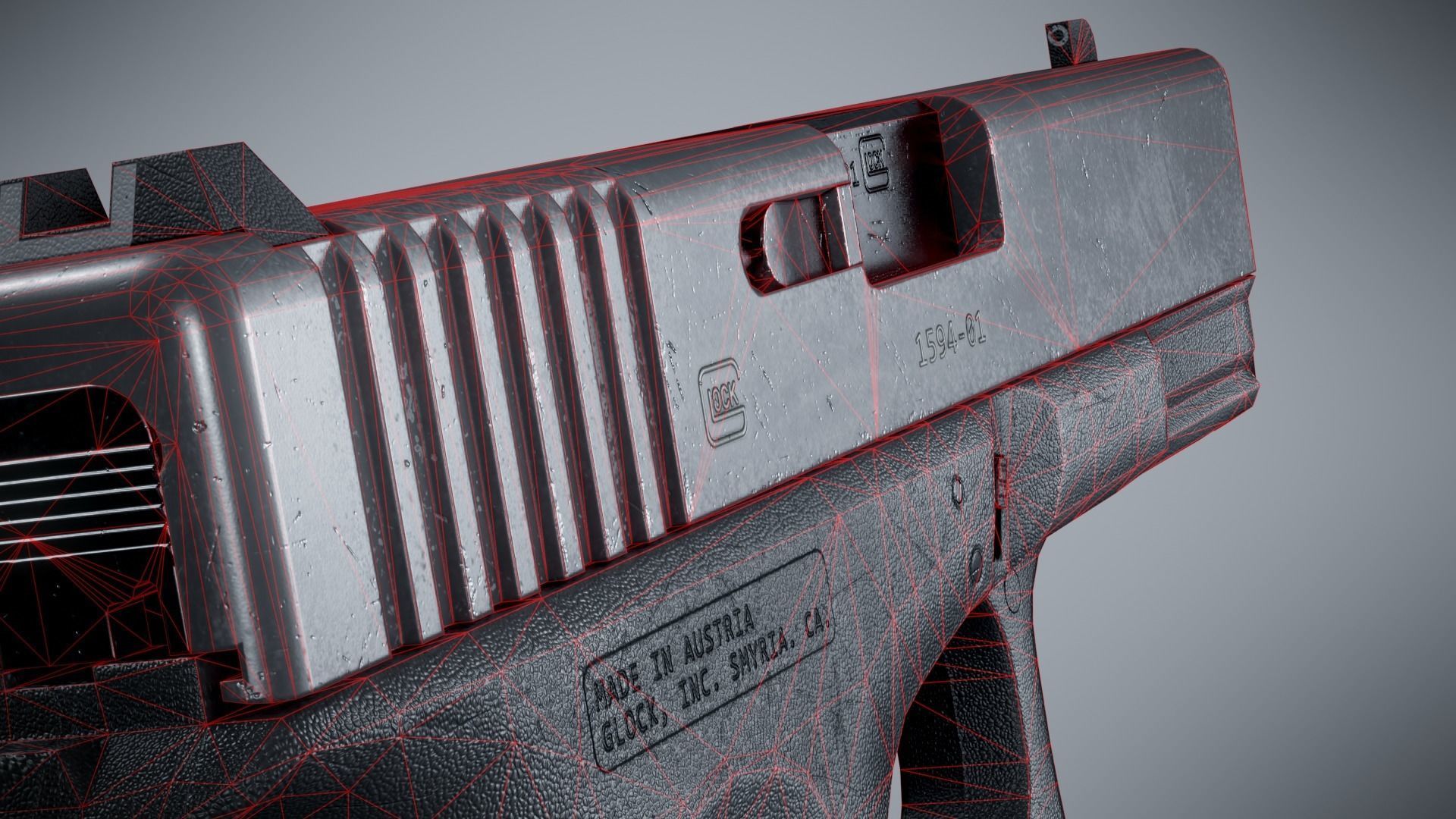 Glock 19 Classic - Game Ready Low-poly 3D model_15