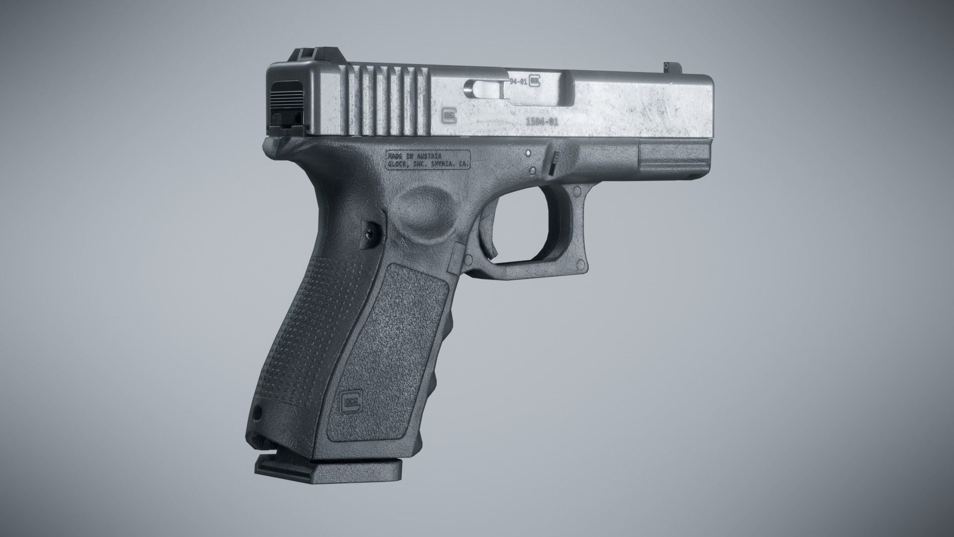 Glock 19 Classic - Game Ready Low-poly 3D model_4