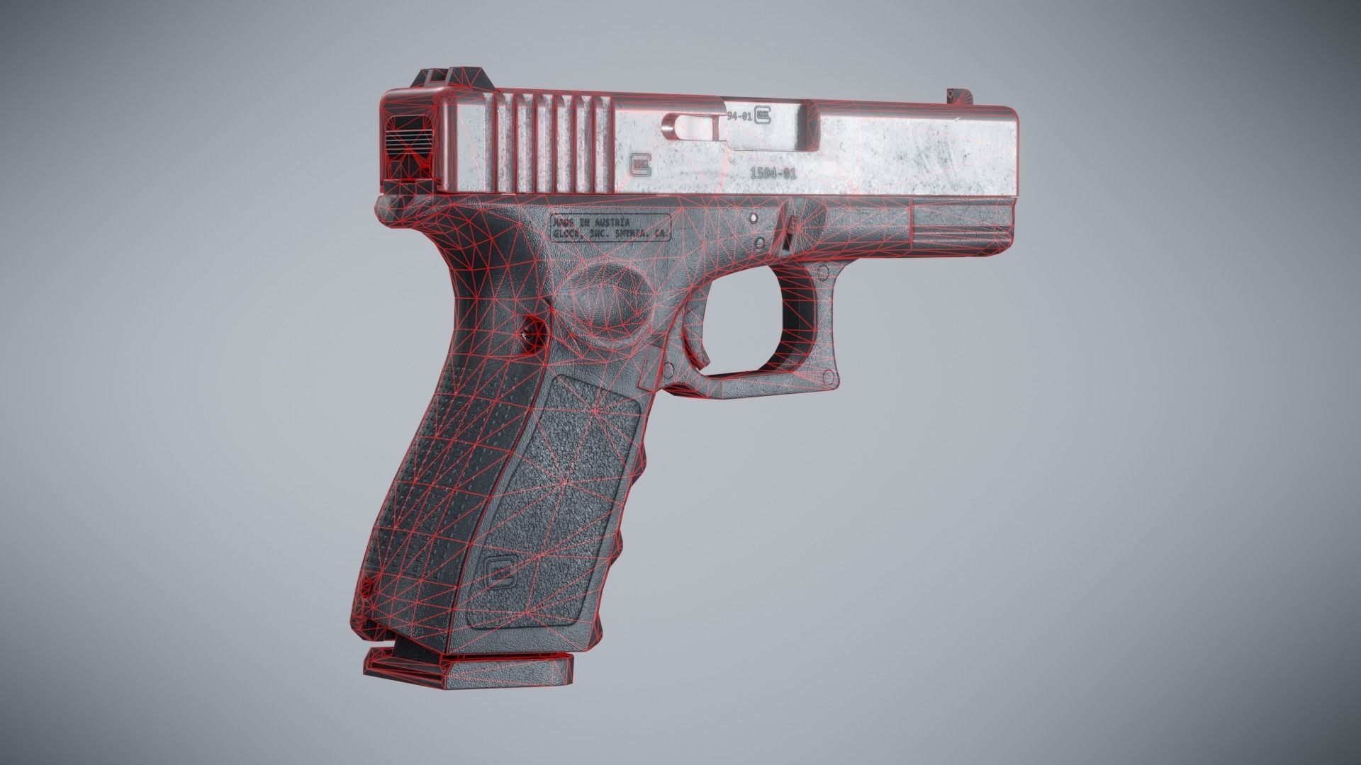 Glock 19 Classic - Game Ready Low-poly 3D model_6