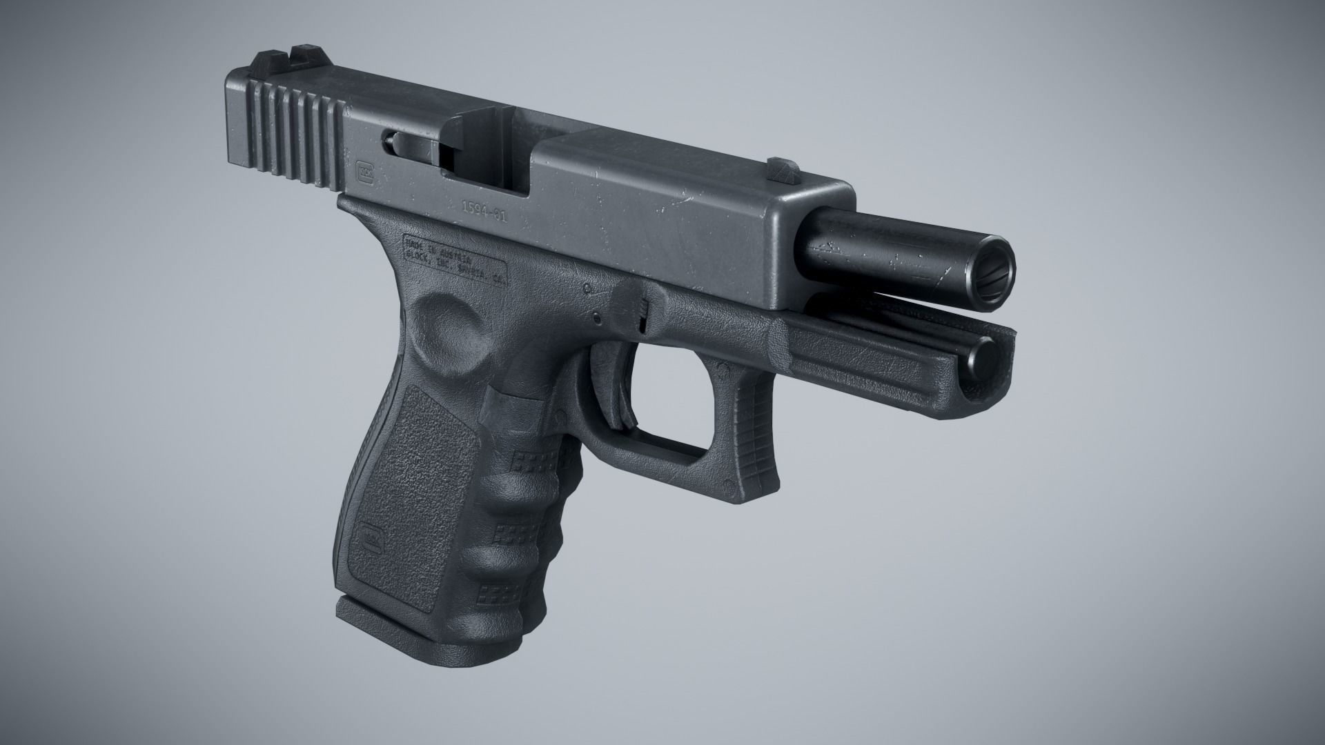 Glock 19 Classic - Game Ready Low-poly 3D model_2