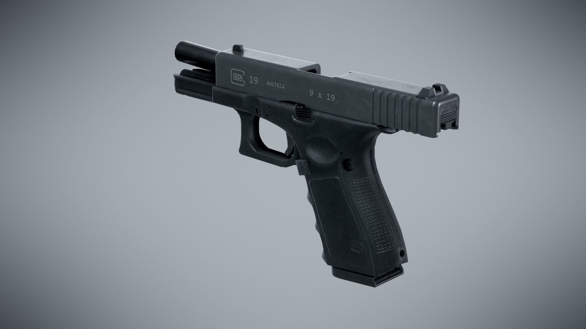 Glock 19 Classic - Game Ready Low-poly 3D model_11