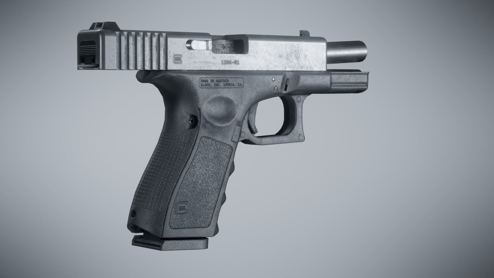 Glock 19 Classic - Game Ready Low-poly 3D model_5