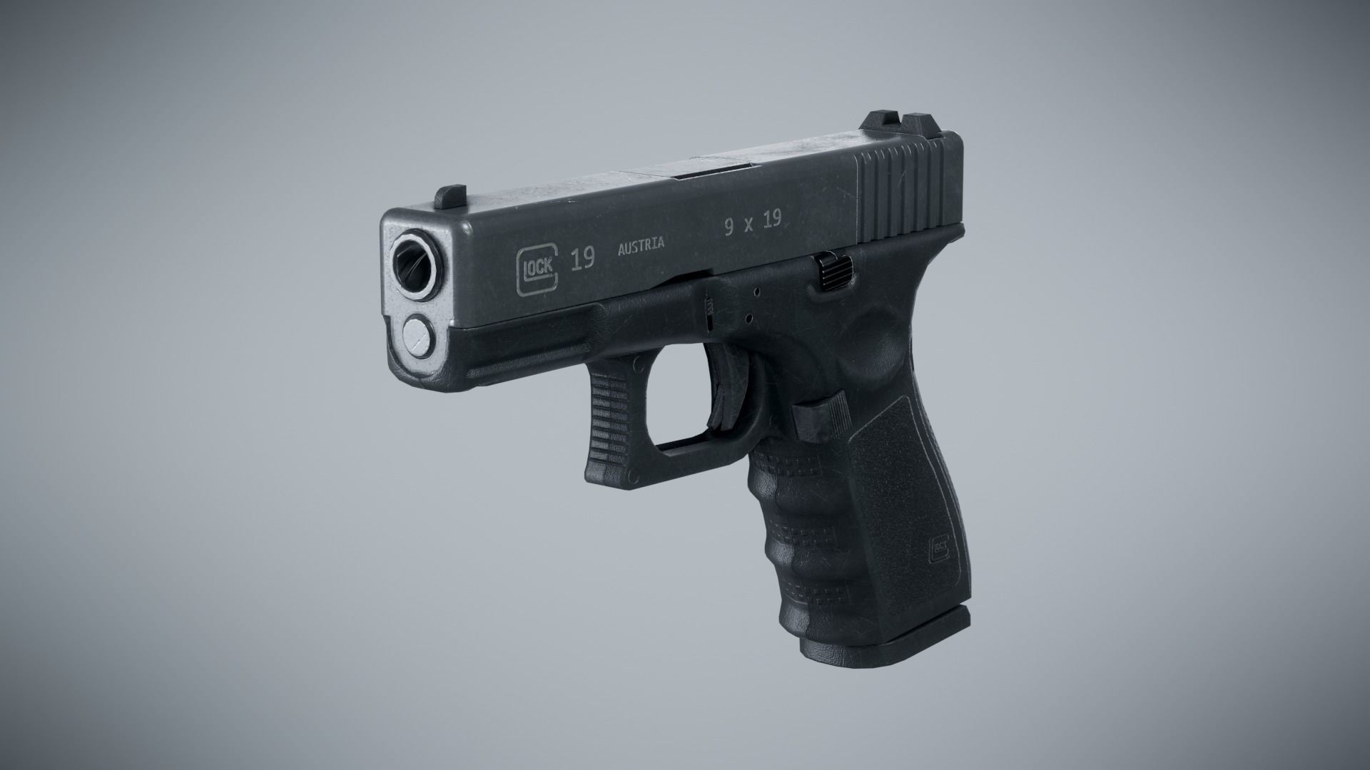 Glock 19 Classic - Game Ready Low-poly 3D model_7