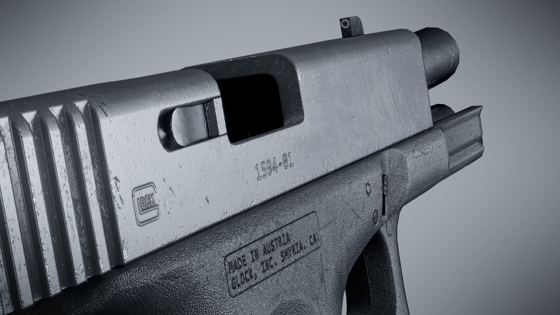 Glock 19 Classic - Game Ready Low-poly 3D model_14