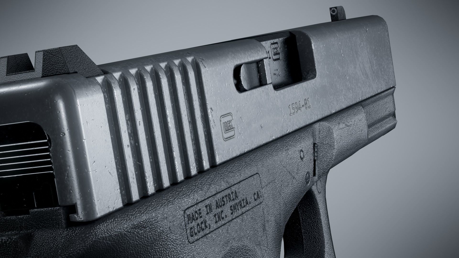 Glock 19 Classic - Game Ready Low-poly 3D model_13